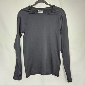 Workout Mens Long Sleeve Black Shirt‎ Wicking Stretch Breathable Size M 8/10 NWT